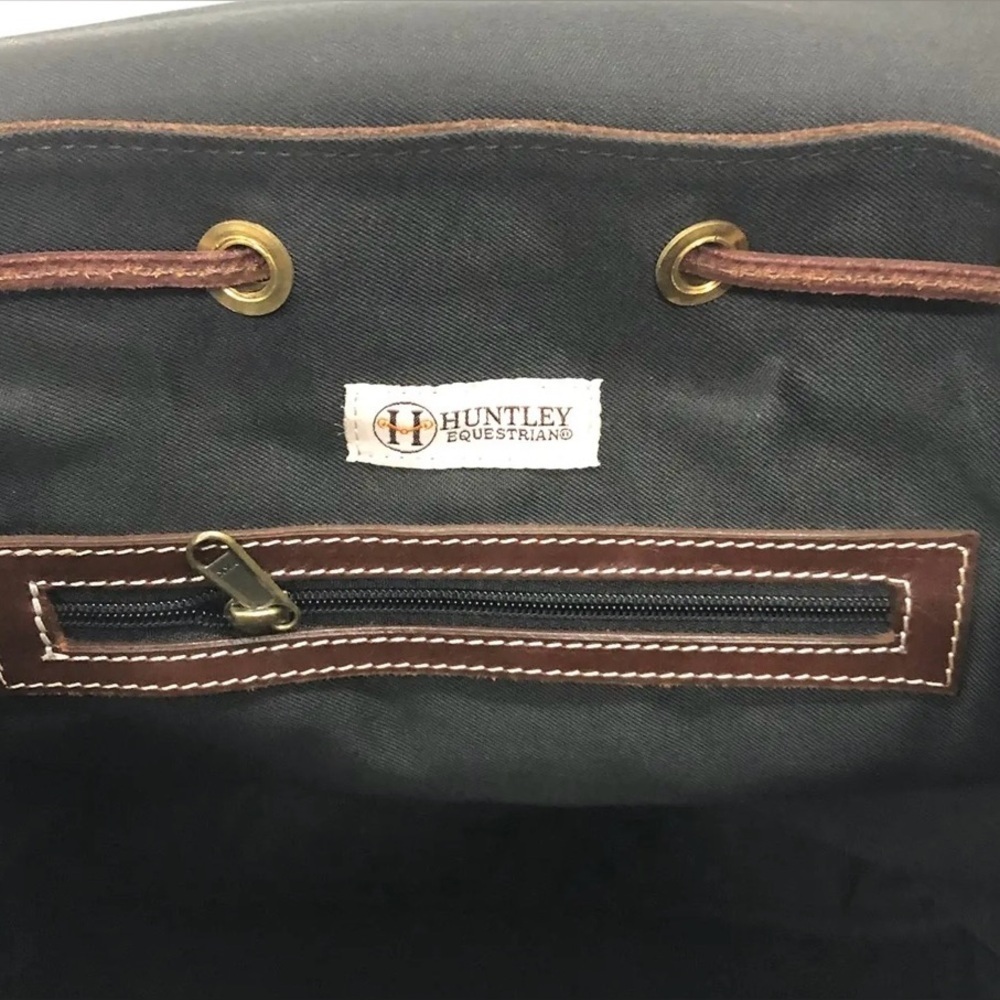 New Huntley Equestrian Suede Leather Cowhide Designer Shoulder Backpack - Picture 4 of 10
